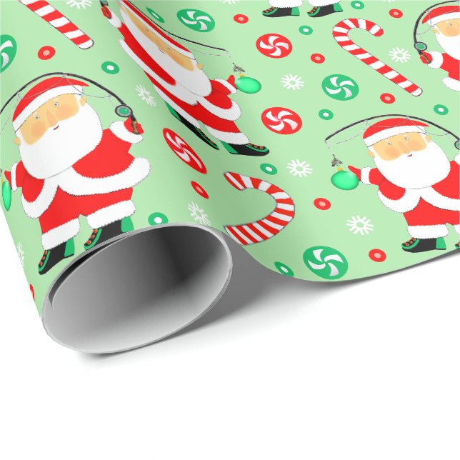 Papier Cadeau Pêche amusante Noël Papier d'enveloppement de Noël (Coin rond)
