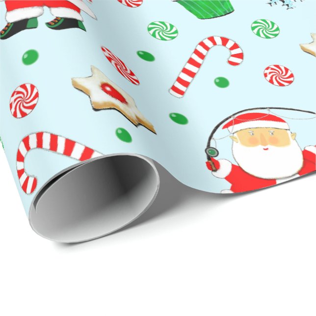 Papier Cadeau Pêche cadeau de Noël (Coin rond)