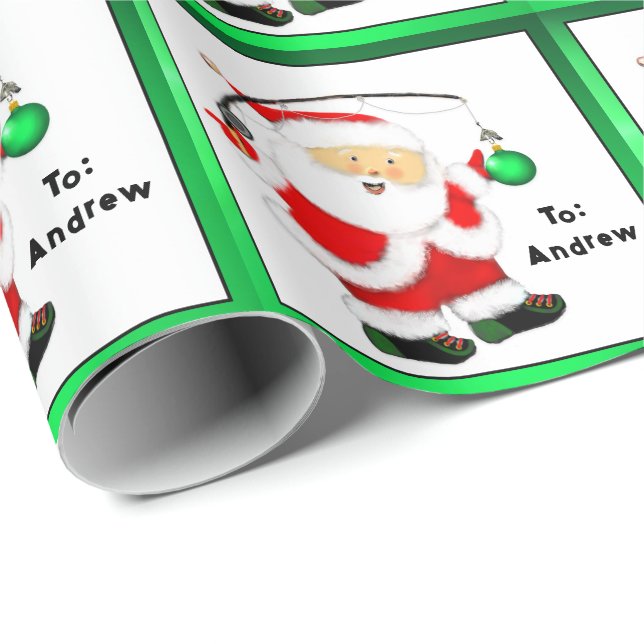 Papier Cadeau Pêche cadeau de Noël (Coin rond)