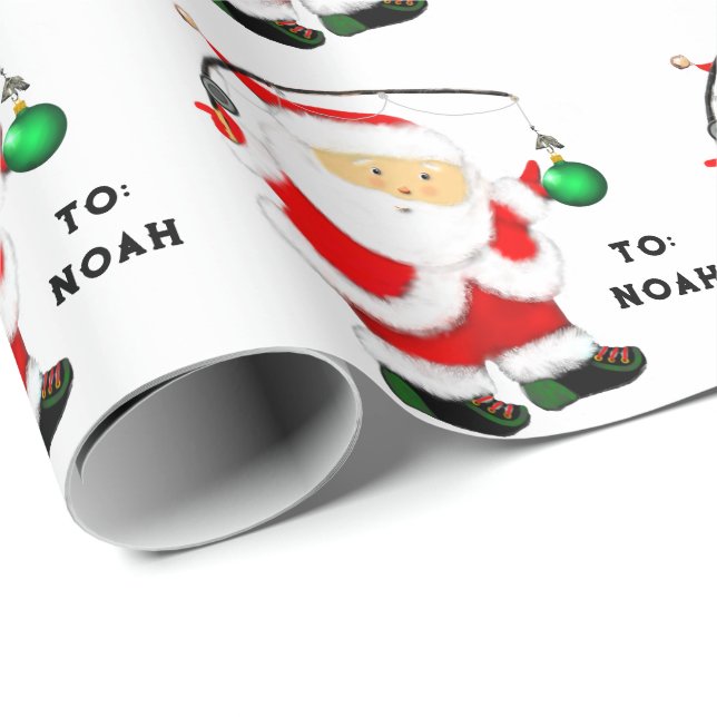 Papier Cadeau Pêche cadeau de Noël (Coin rond)