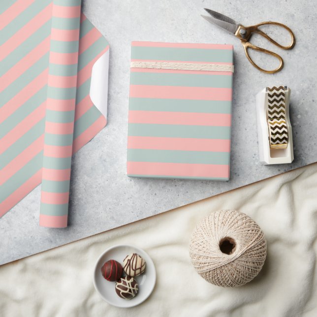 Papier Cadeau Pêche Élégante Et Couleur Turquoise Tons Pastel Gr (Artisanat)