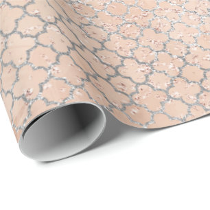 Papier Cadeau Pêche fascinante argentée d'or de rose de rose d