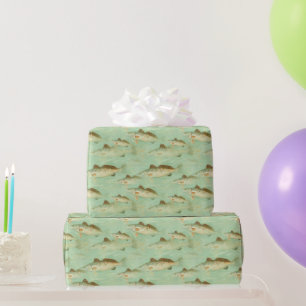 Papier Cadeau Pêche Parti Motif De Poisson Pêcheur Sports