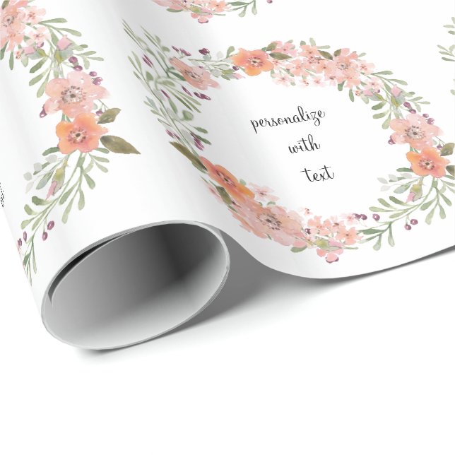 Papier Cadeau Pêche romantique florale (Coin rond)
