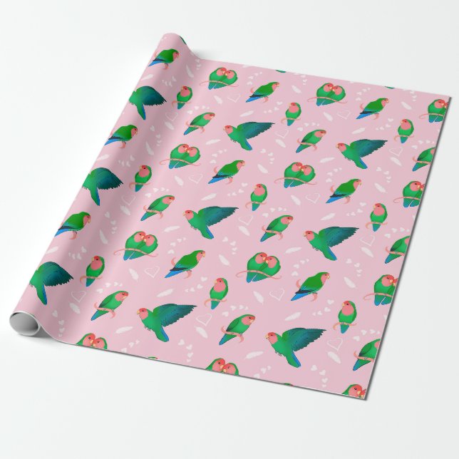Papier Cadeau Pêche verte face à l'oiseau (Déroulé)