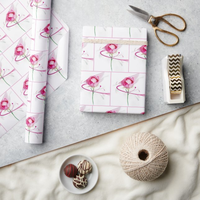 Papier Cadeau Peine rose Bud Peinture Abstraite (Artisanat)