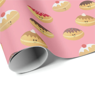Papier Cadeau Peint à la main, joli beignet de Hannukah à moti