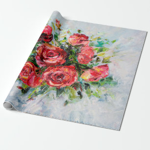 Papier Cadeau  Peinture à l'huile abstraite de beau bouquet frai
