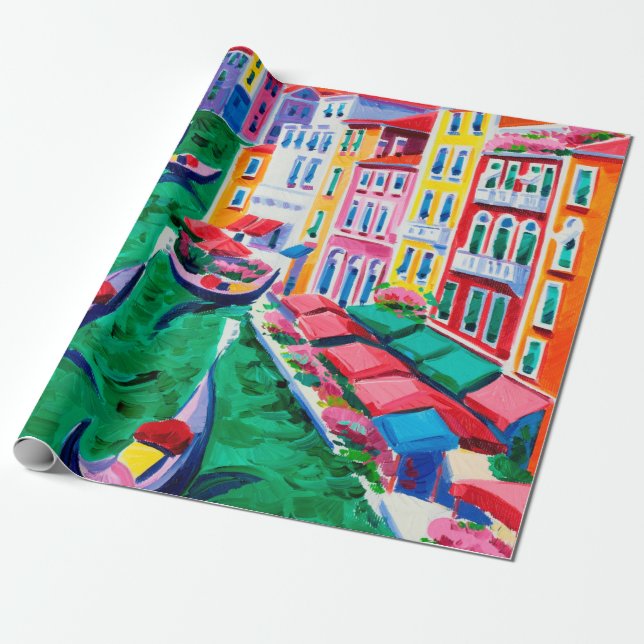 Papier Cadeau peinture à l'huile de Venise, Italie sur toile (Déroulé)