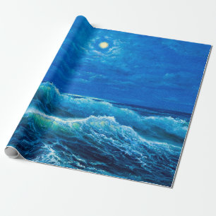 Papier Cadeau peinture à l'huile montrant les vagues de l'océan 
