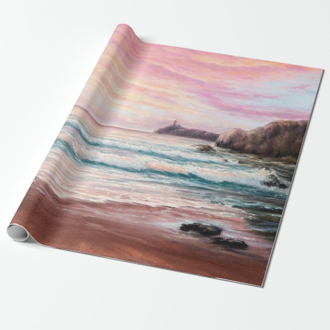 Papier Cadeau peinture à l'huile sur le beau coucher de soleil v (Déroulé)