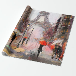 Papier Cadeau peinture à l'huile sur toile, vue sur la rue de Pa