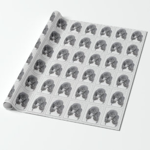 Papier Cadeau Peinture à paille noire standard - Art du chien