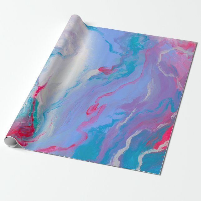 Papier Cadeau Peinture Abstraite couleur violet rose (Déroulé)