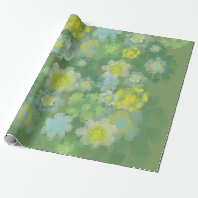 Papier Cadeau Peinture Abstraite d'aquarelle salée florale (Déroulé)