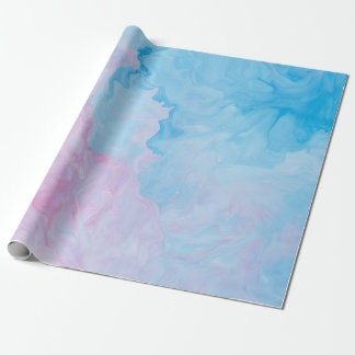 PAPIER CADEAU PEINTURE ABSTRAITE ROSE ET BLEUE