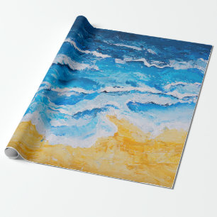 Papier Cadeau Peinture acrylique sur la mer et la plage sur le s