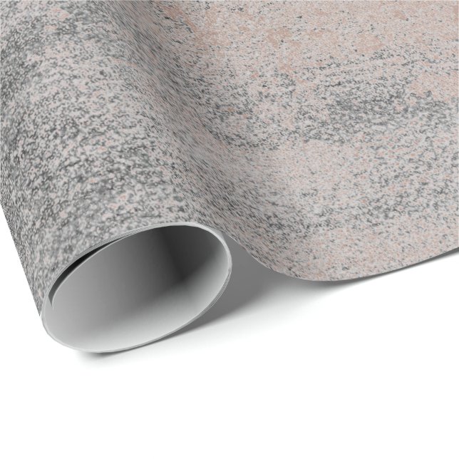 Papier Cadeau Peinture d'argent Ciment industriel Gris Rose Or (Coin rond)