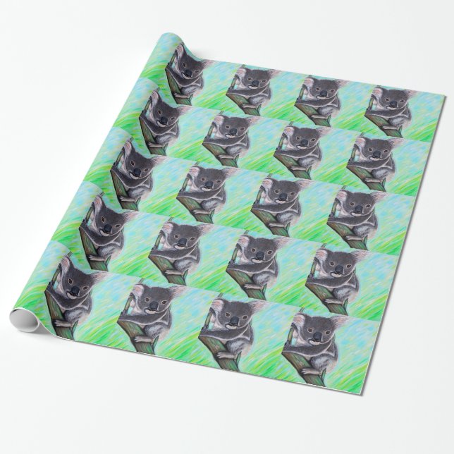 Papier Cadeau Peinture de Cute Koala (Déroulé)