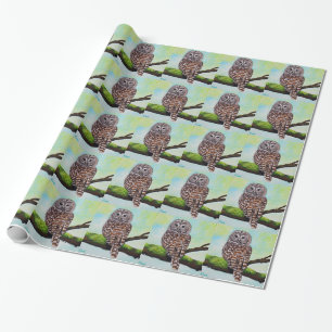 Papier Cadeau Peinture de hibou barré