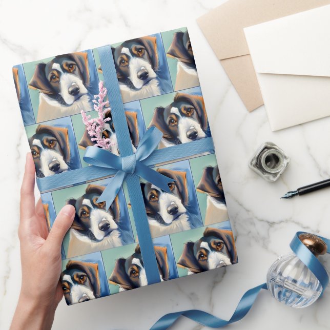 Papier Cadeau Peinture de portrait de chien (Cadeaux)