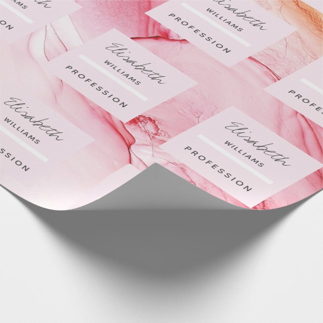 Papier Cadeau Peinture d'encre rose Abstraite moderne personnali (Coin)
