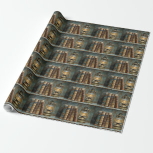 Papier Cadeau Peinture d'une pile de livres anciens bibliothèque