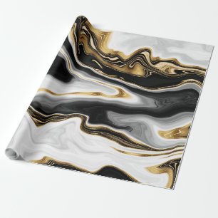 Papier Cadeau Peinture en marbre doré moderne esthétique