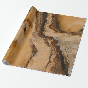 Papier Cadeau Peinture en marbre liquide Fluide Beige Brown