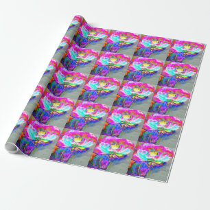 Papier Cadeau Peinture florale rose sarcelle abstraite élégante