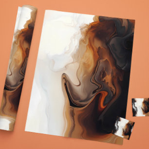Papier Cadeau Peinture fluide marron art