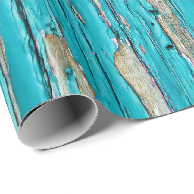 Papier Cadeau Peinture Turquoise sur papier d'enveloppement en b (Coin rond)