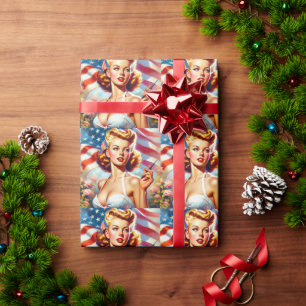 Papier Cadeau Peinture vintage américaine pour filles
