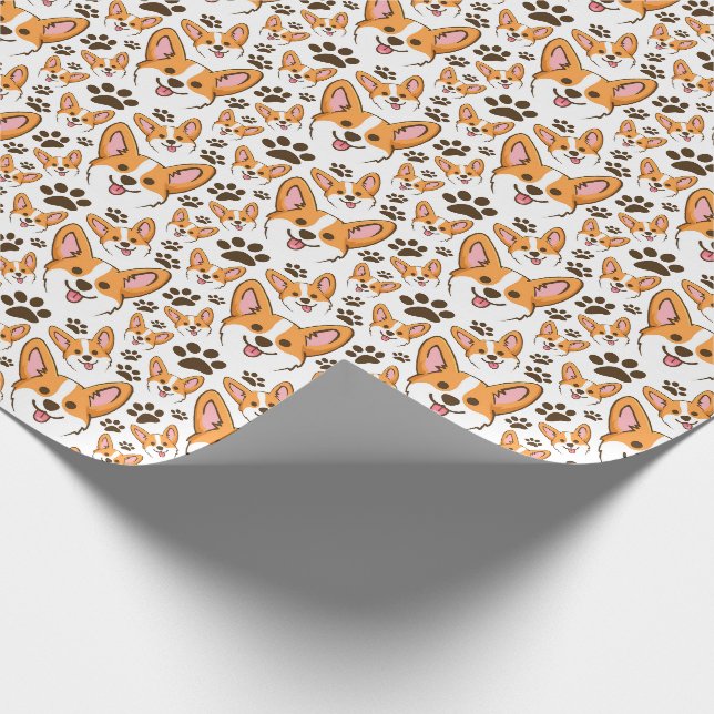 Papier Cadeau Pembroke Welsh Corgi Chien Coquelicot (Coin)