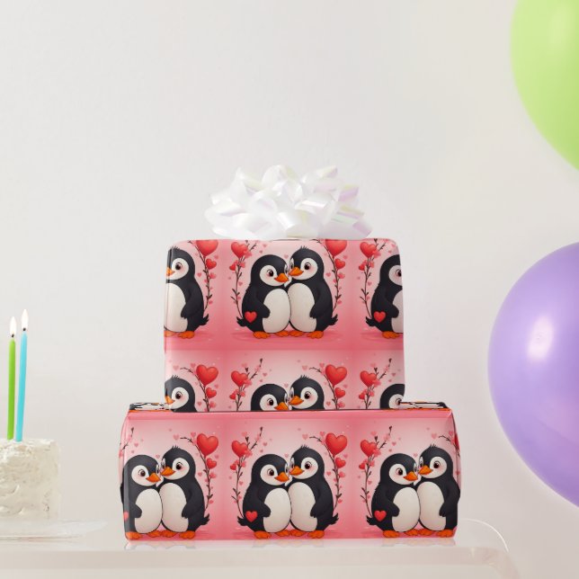 Papier Cadeau Penguin Love Wrapping Paper (Cadeaux de fête)