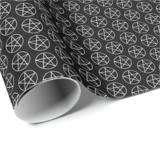 Papier Cadeau Pentagramme blanc sur fond noir