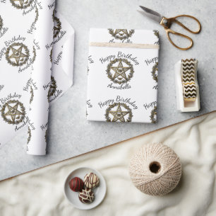Papier Cadeau Pentagramme et papillon de nuit Art sorcier Nom pe