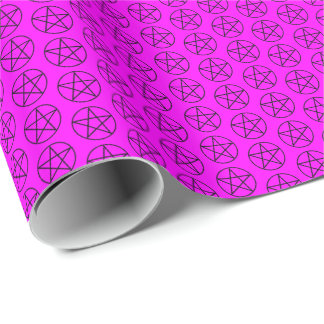 Papier Cadeau Pentagramme noir sur rose