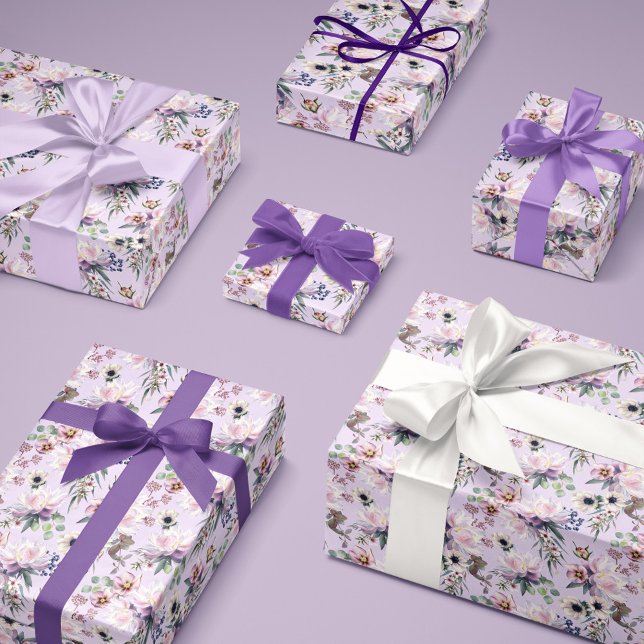 Papier Cadeau Peony Anemone Hellebore Eucalyptus Orchid rose (Peony Anemone Hellebore Eucalyptus Orchid Pink Wrapping Paper)