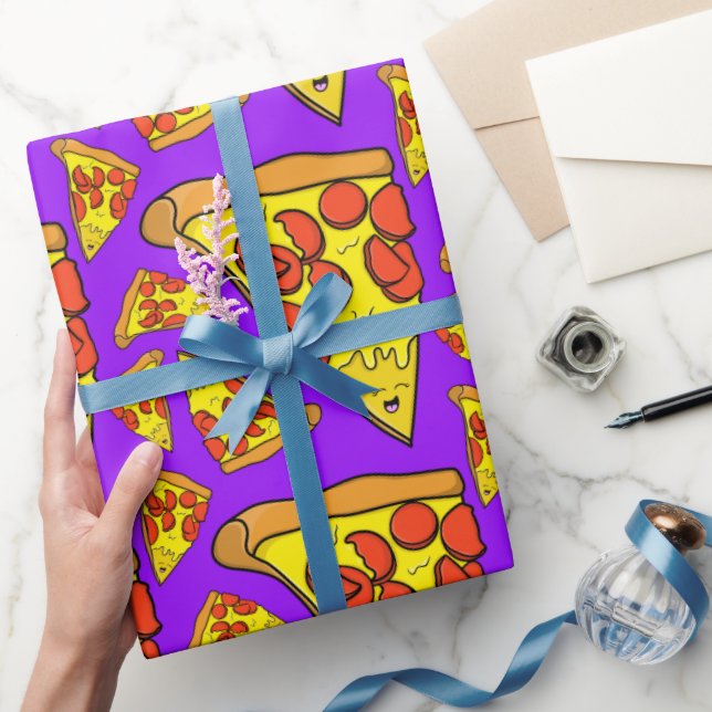 Papier Cadeau Pepperoni Pizza Party Purple Arrière - plan (Cadeaux)