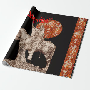 Papier Cadeau PERCEVAL LÉGENDE /QUÊTE DU SAINT GRAIL Noir Rouge