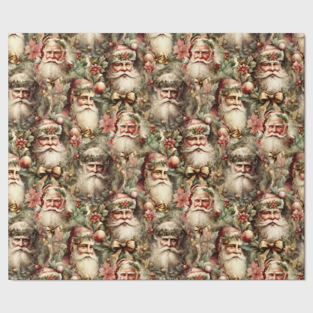 Papier Cadeau Père Noël À L'Ancienne Mode Avec Des Wreath (Couture)