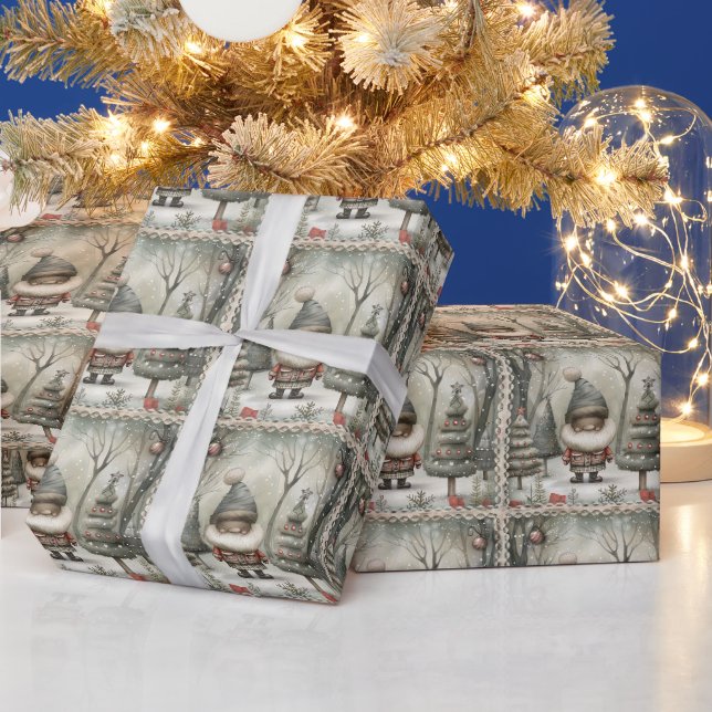 Papier Cadeau Père Noël afro-américaine joyeuse (Vacances)