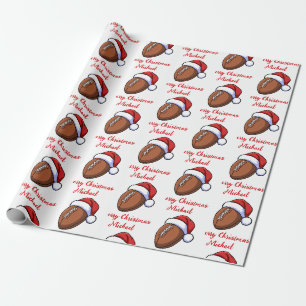 Papier Cadeau Père Noël américain de football personnalisé pour 