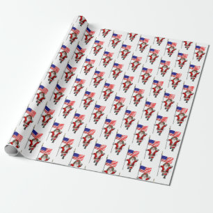 Papier Cadeau Père Noël Avec Bannière Étoile Écrasée