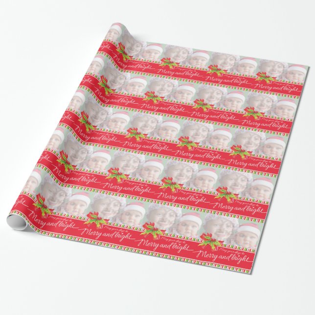 Papier Cadeau père Noël avec cadeaux art Noël enrobé (Déroulé)