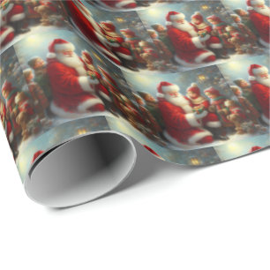 Papier Cadeau Père Noël avec des enfants 2