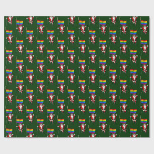 Papier Cadeau Père Noël avec drapeau arc-en-ciel