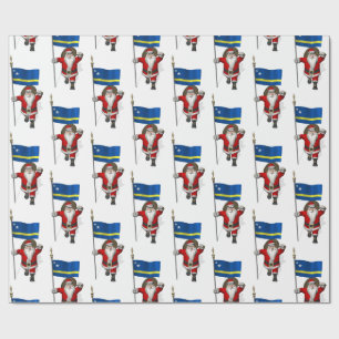 Papier Cadeau Père Noël Avec Drapeau De Curaçao