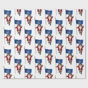 Papier Cadeau Père Noël Avec Drapeau Du Michigan